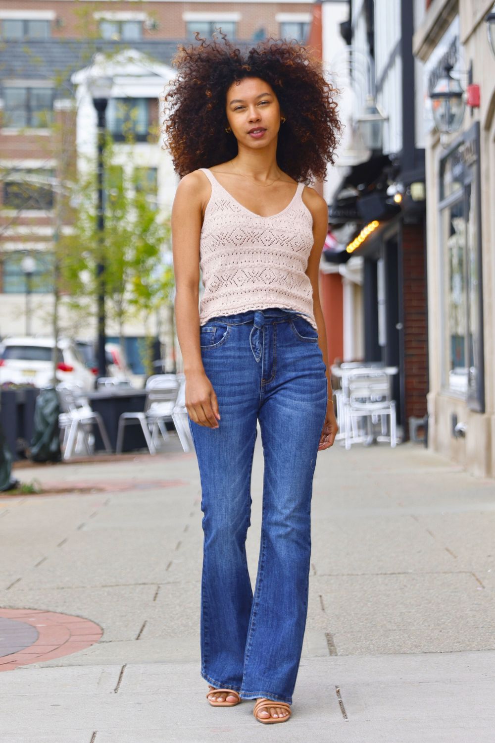 Petite Belted High Rise Flare Jeans (Dark Wash) 30 Petite Belted High Rise Flare Jeans (Dark Wash) 30
